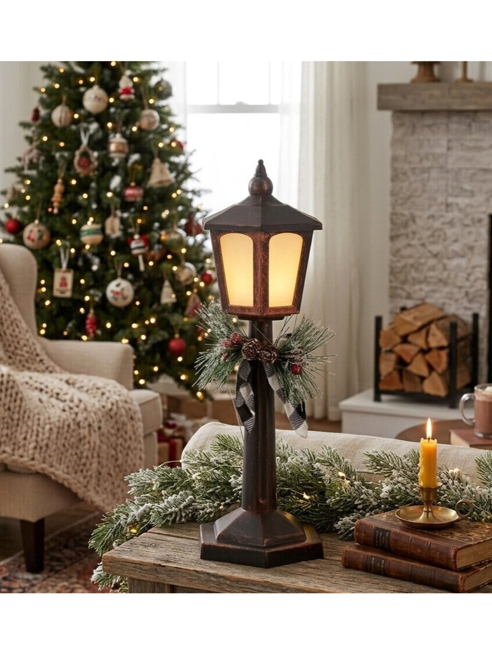 Christmas Flameglow Lamp Post Living Dining Room Battery Operated Ships 10/1/26